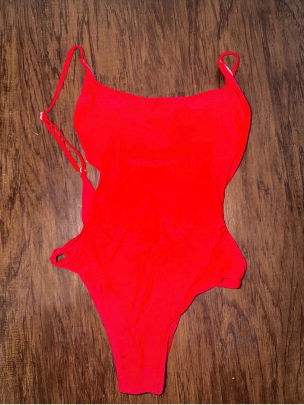 Women’s Red Scoop One-Piece Swimsuit - Classic Swimwear, Never Worn